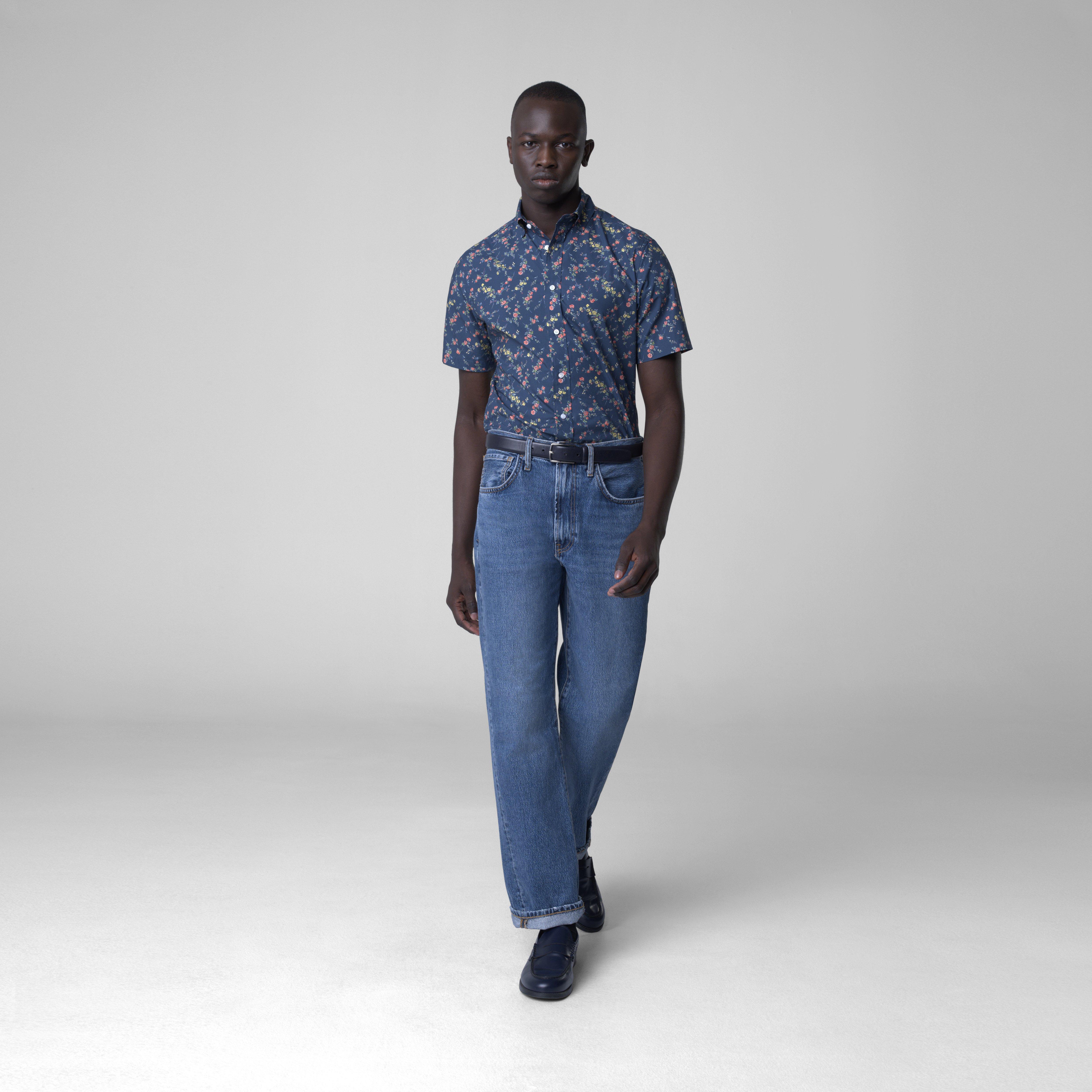 Men's Casual Shirts London Floral Print Navy Casual Shirt