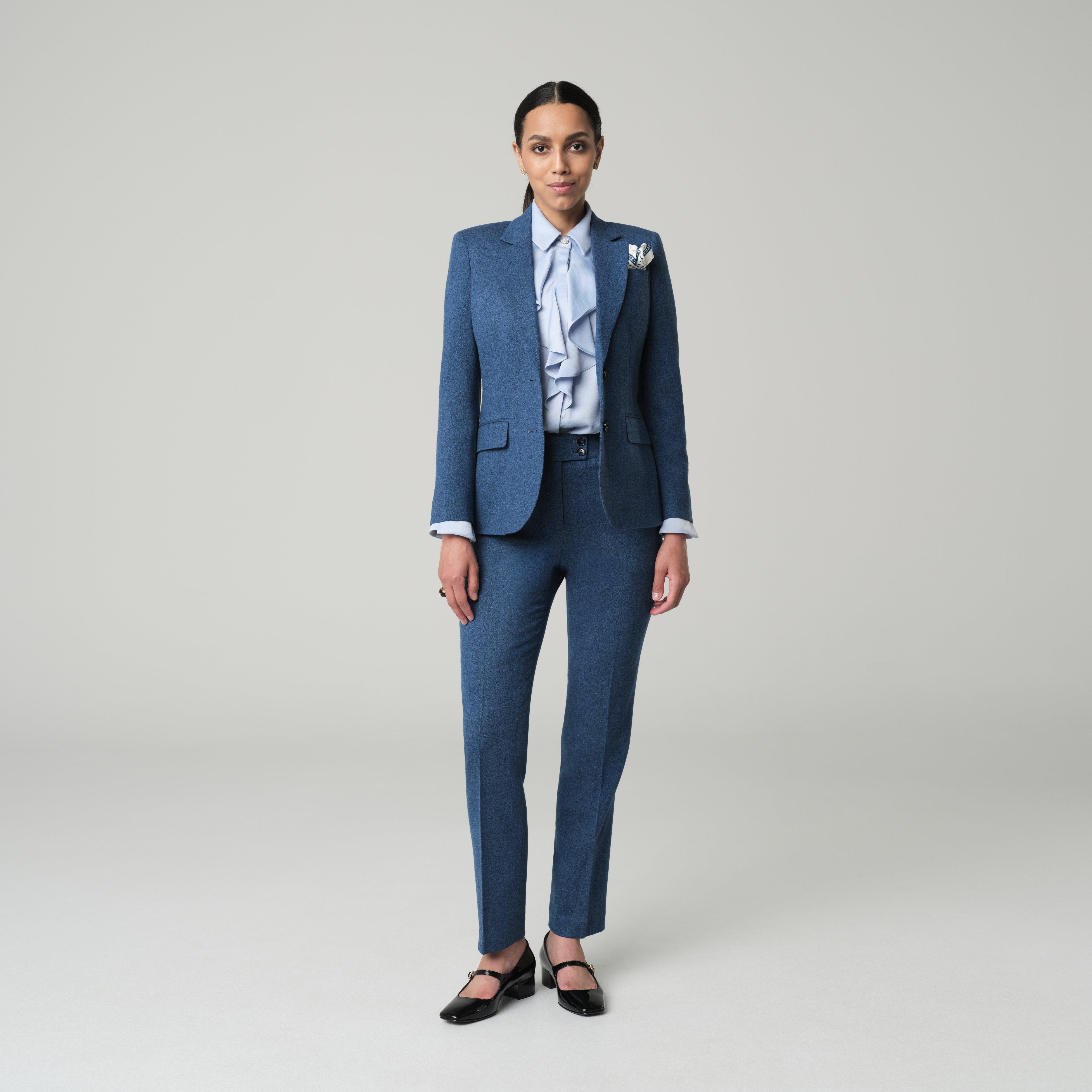 Women's Heather Plain Blazer,Blue main image 0