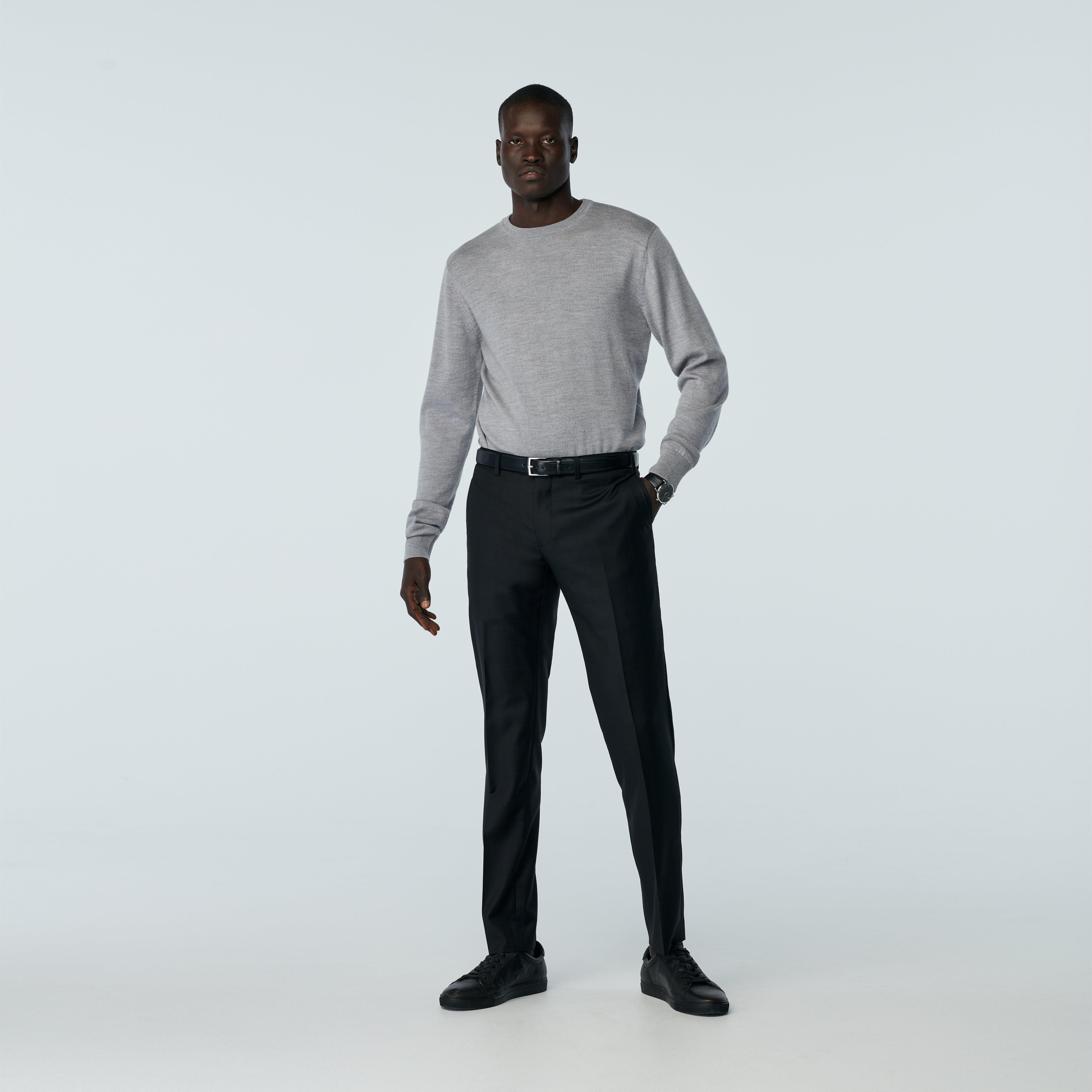 Men's Custom Pants - Rothwell Windowpane Black Pants | INDOCHINO