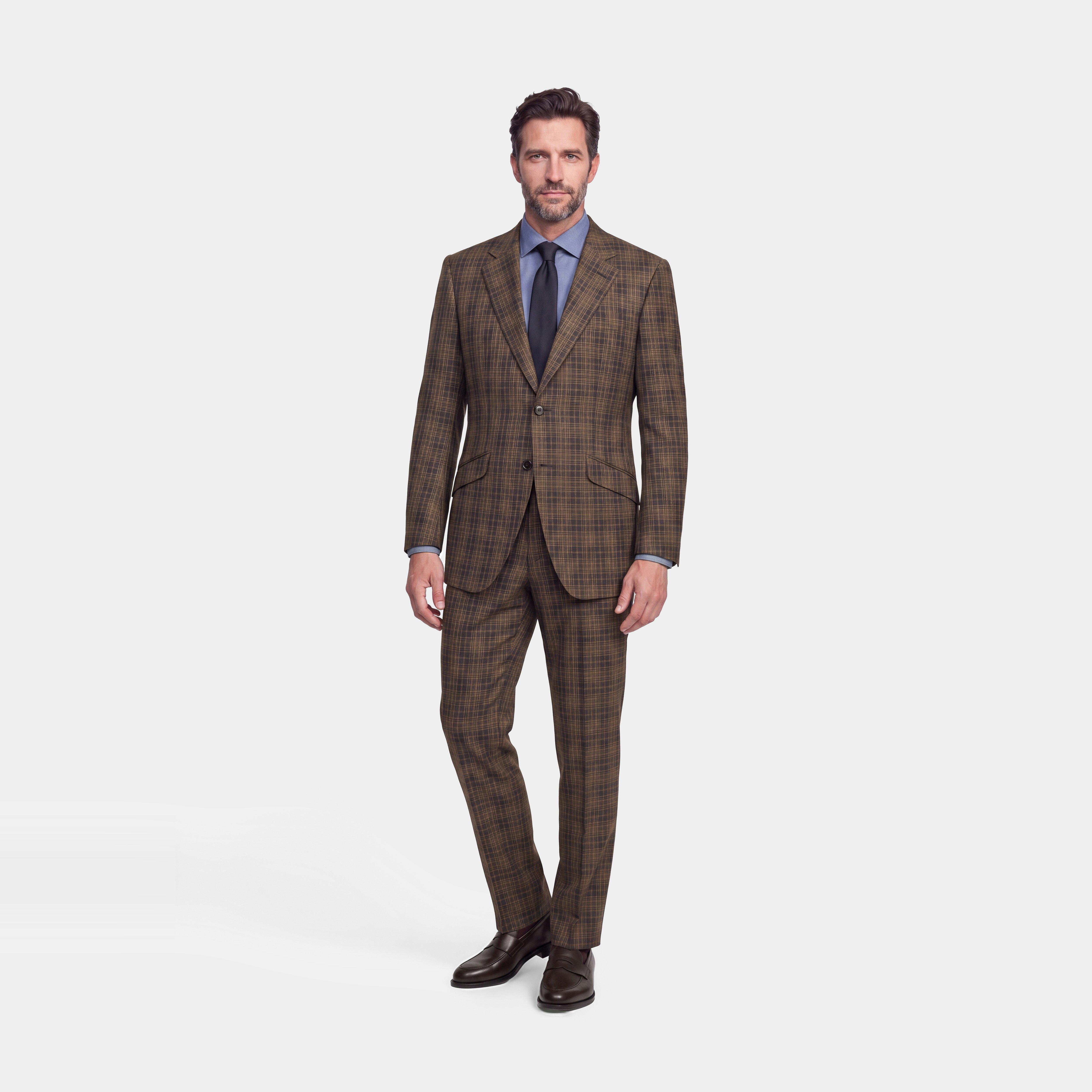 Indochino Men's Custom Paxton Glen Check Brown Blazer* 100% Wool