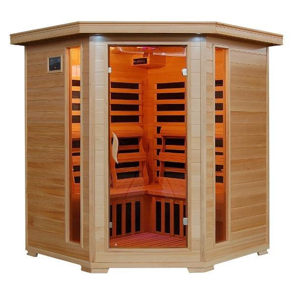 Heatwave 4 Person Hemlock Corner Infrared Sauna with Carbon Heaters