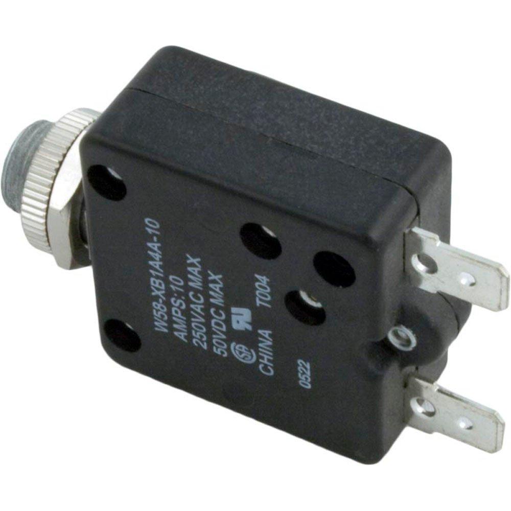 Hot Tub Works 10A Panel Mount Circuit Breaker 250VAC or 50VDC 716in Hole Size