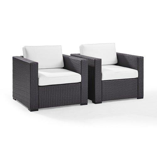 Biscayne 2 Person Wicker Set With White Cushions