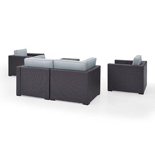 Biscayne Mist 5-piece Wicker Set With 2 Armchairs, 2 Corner Chairs And Coffee Table