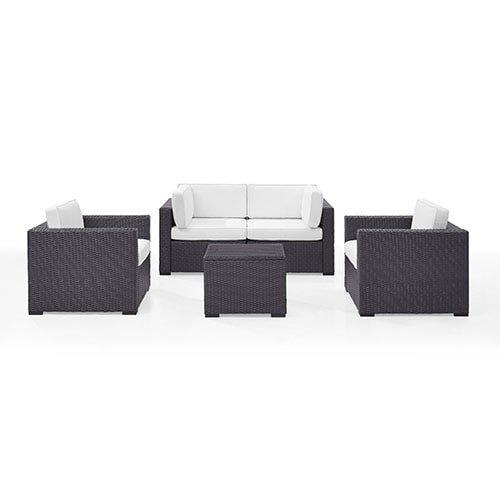 Biscayne White 5-piece Wicker Set With 2 Armchairs, 2 Corner Chairs And Coffee Table