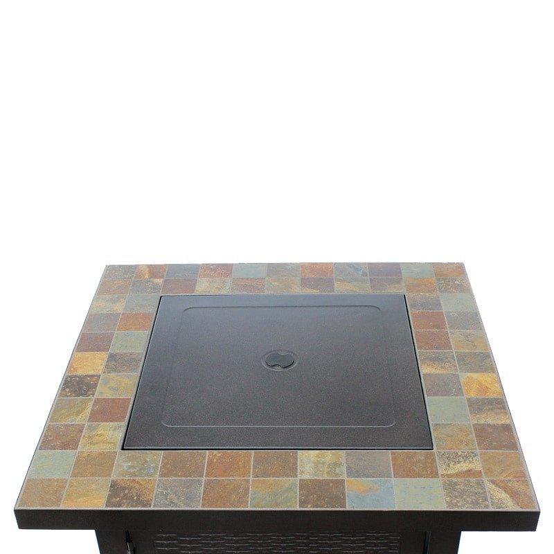Propane Patio Fire Pit, Square Slate Bronze