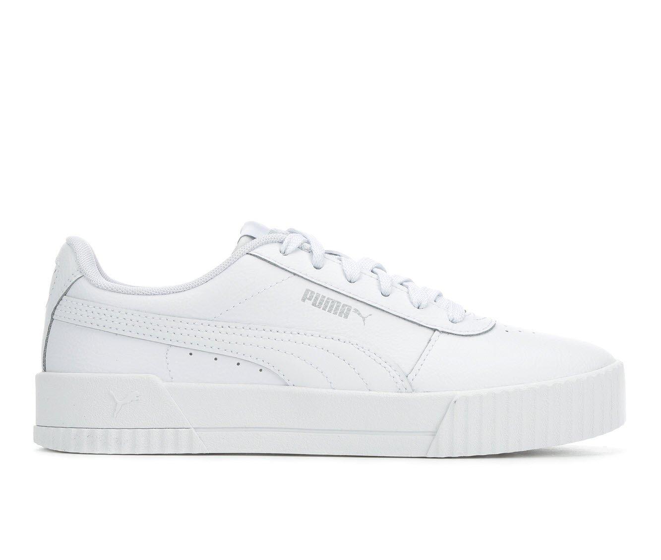 white and grey puma shoes