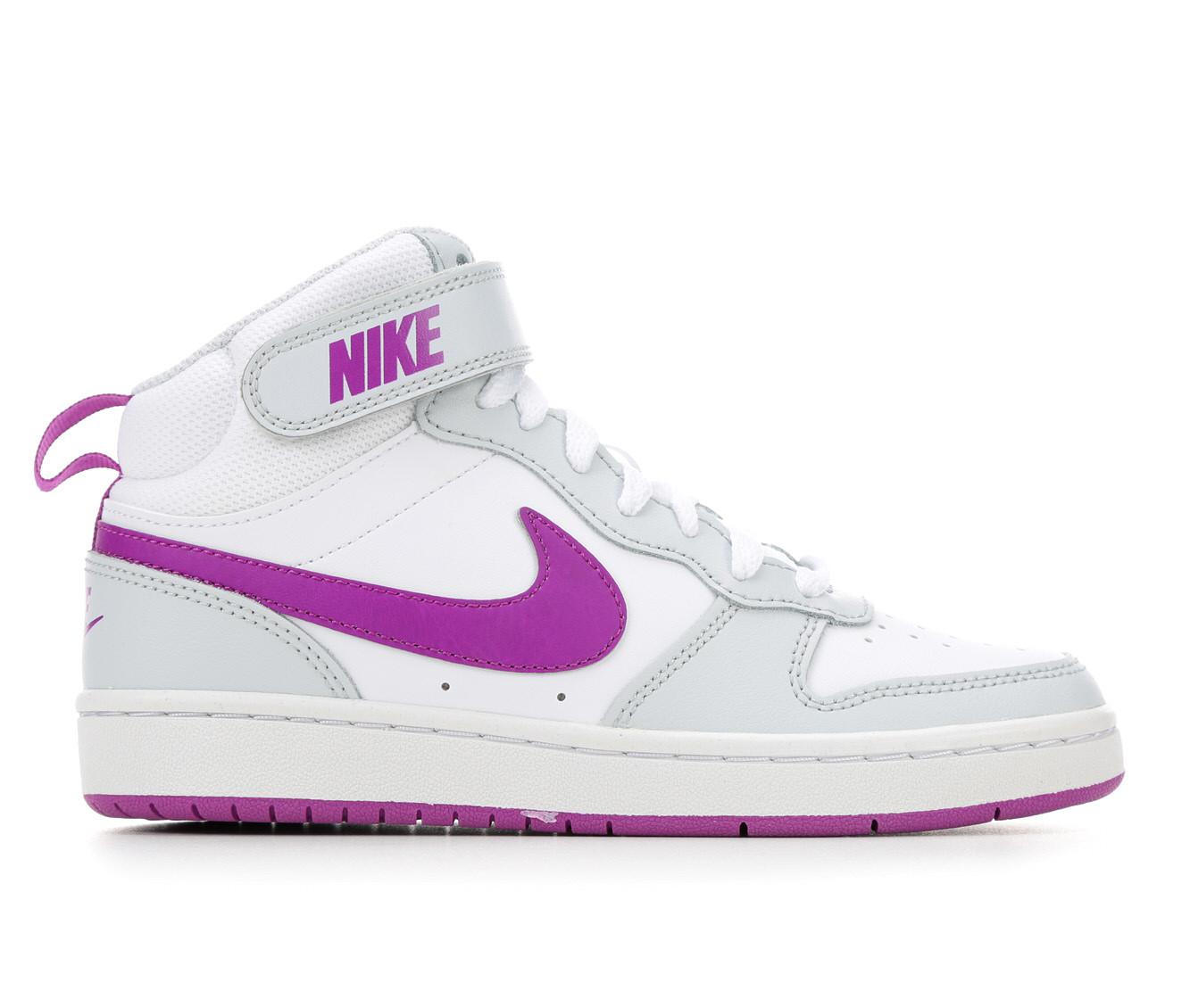 nike girls court borough 2 mid top sneaker - white