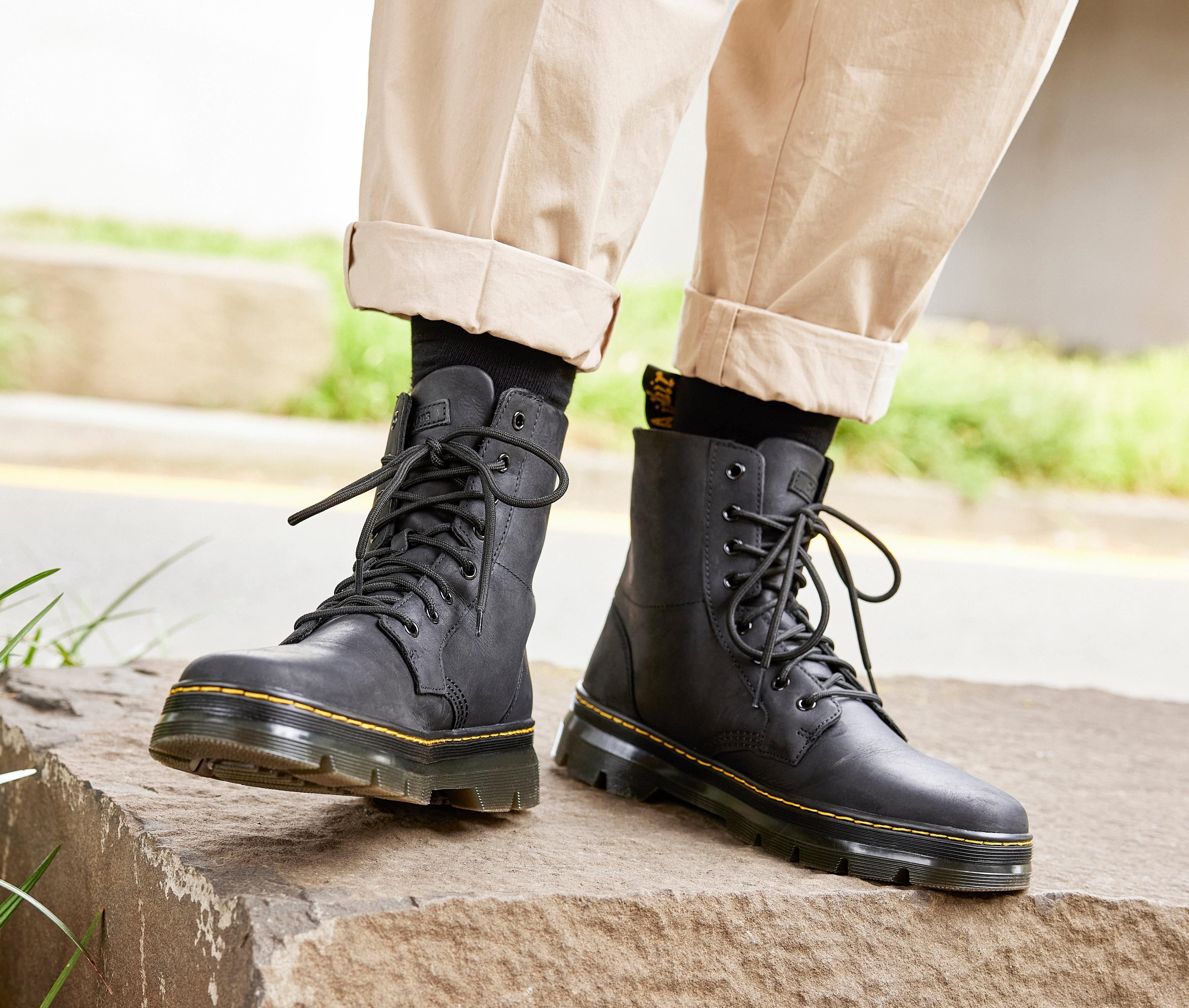 combs platform combat boot white