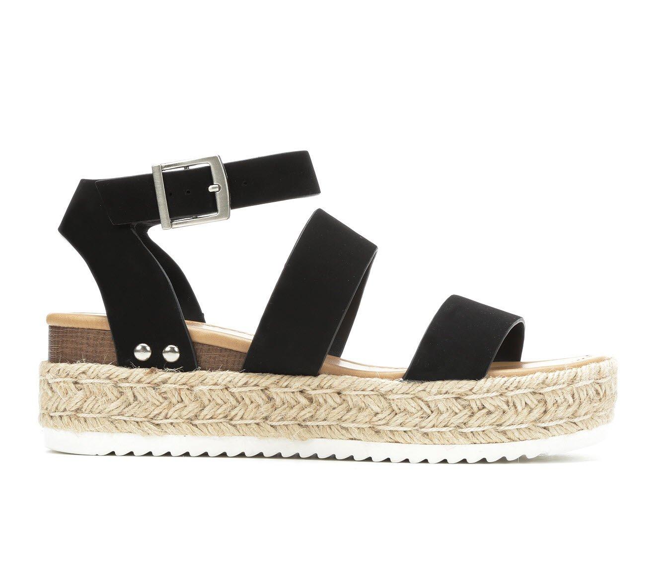Gibobby Womens Summer Shoes,Flower Wedge Flip Flops Open Toe Casual Flats  Sandals Beach Office Walking Shoes Black 