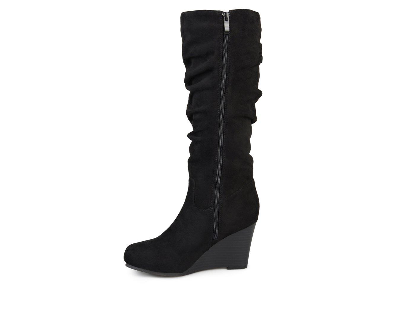 black suede wedge boots wide calf