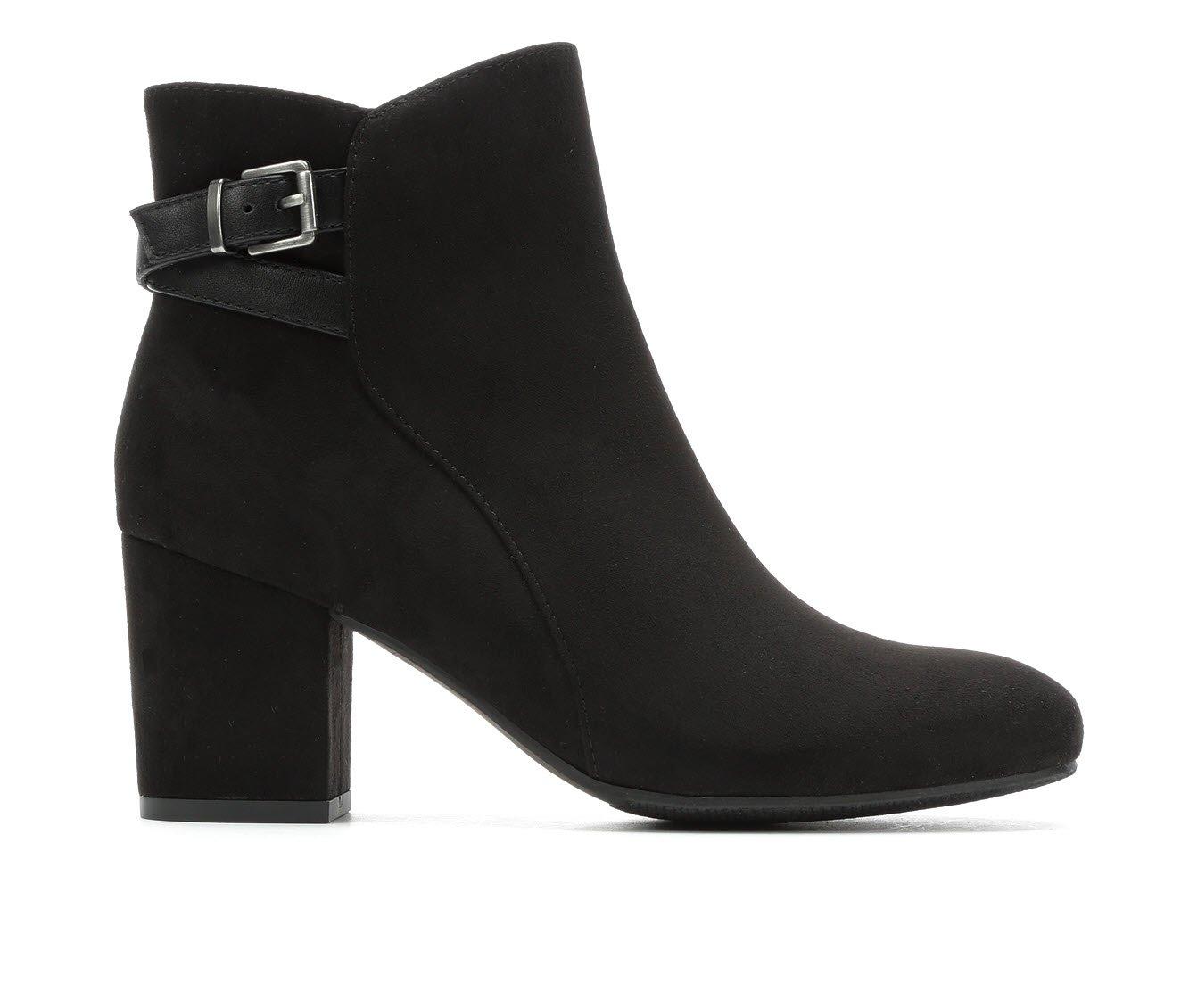 Womens black booties with heel sale