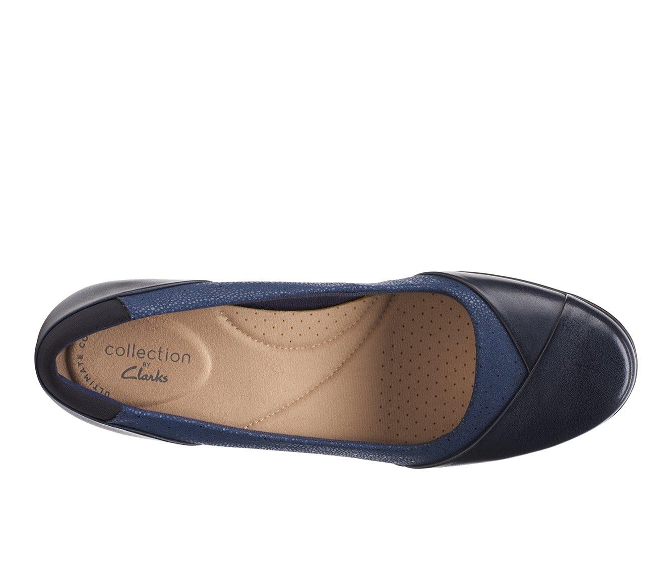 clarks emily alexa block heel leather pump