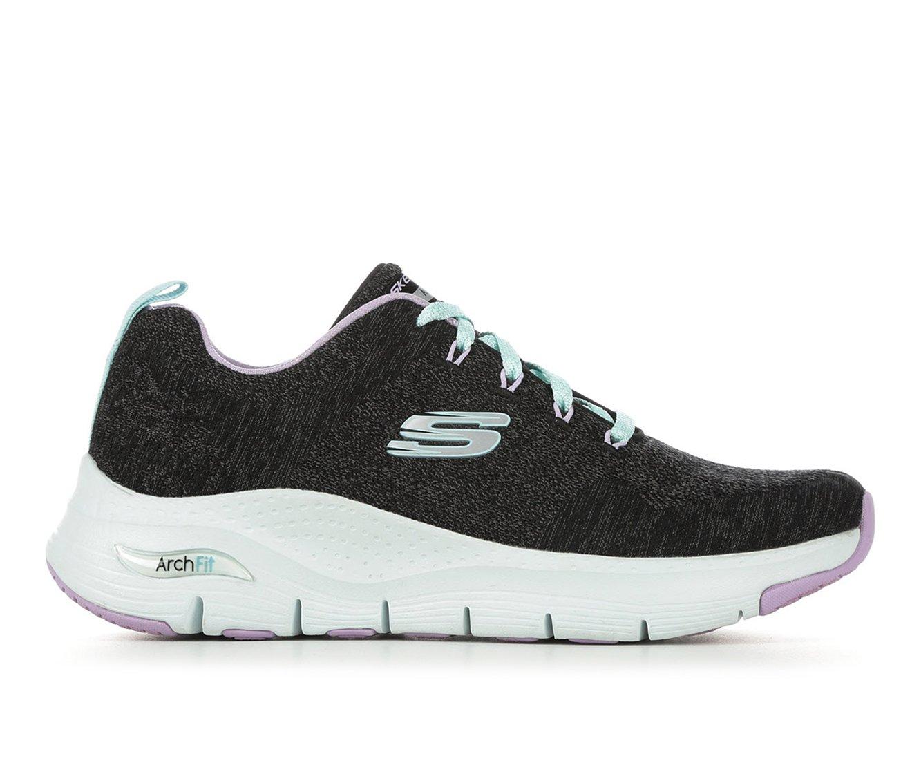 skechers womens black walking shoes