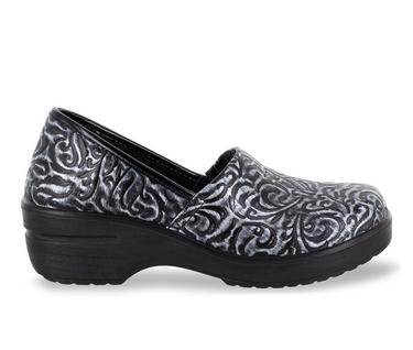 Women's Easy Works by Easy Street Laurie Silver Artisan Slip-Resistant Clogs
