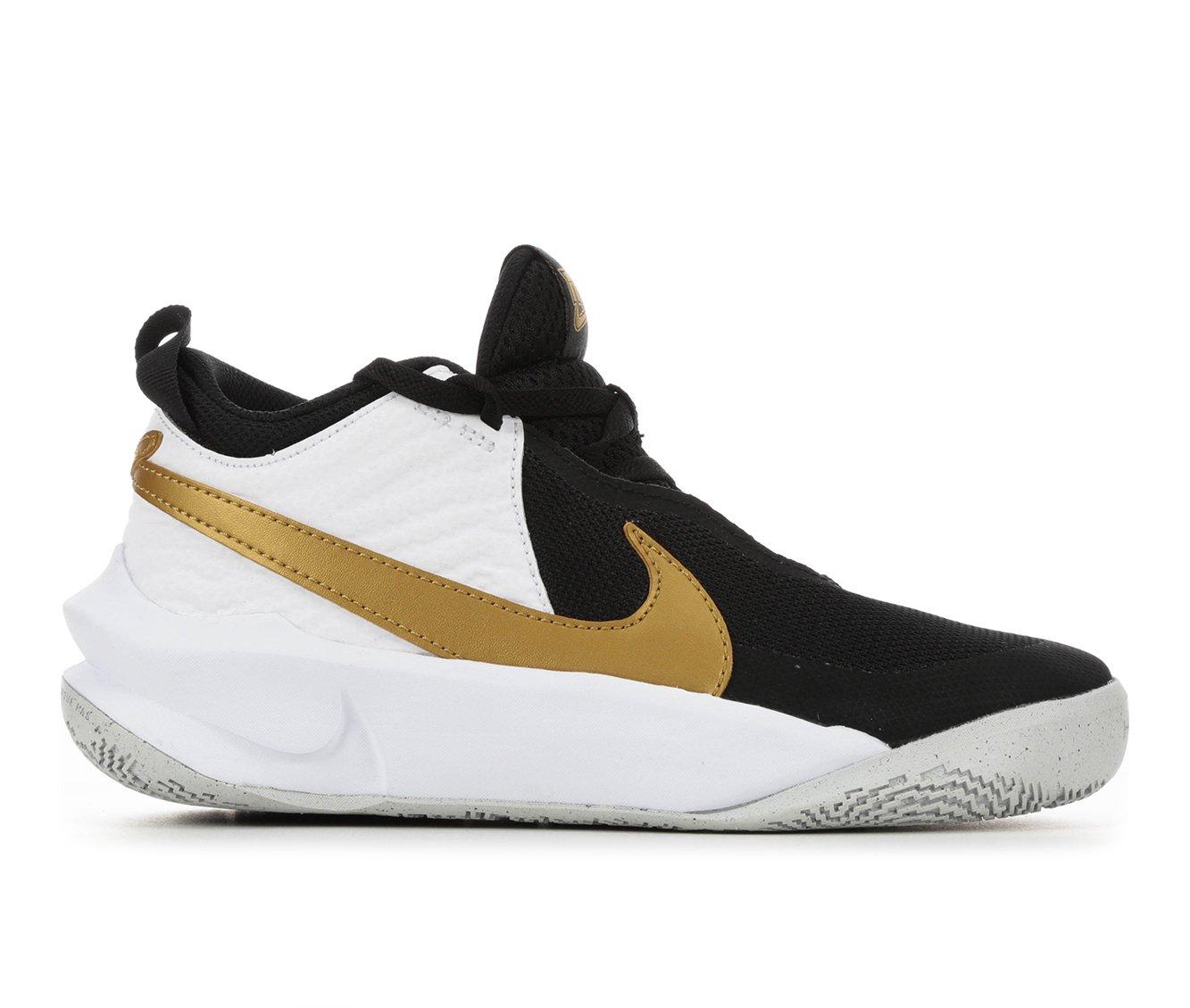 white and gold nike basketball shoes