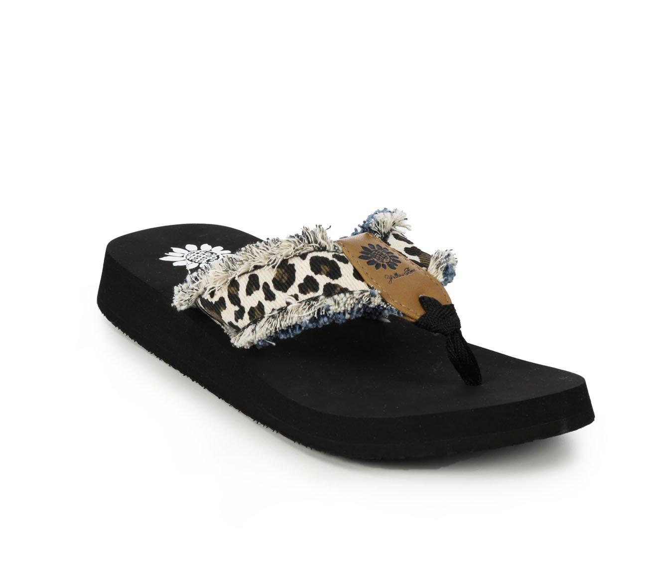 yellow box fayth leopard flip flops