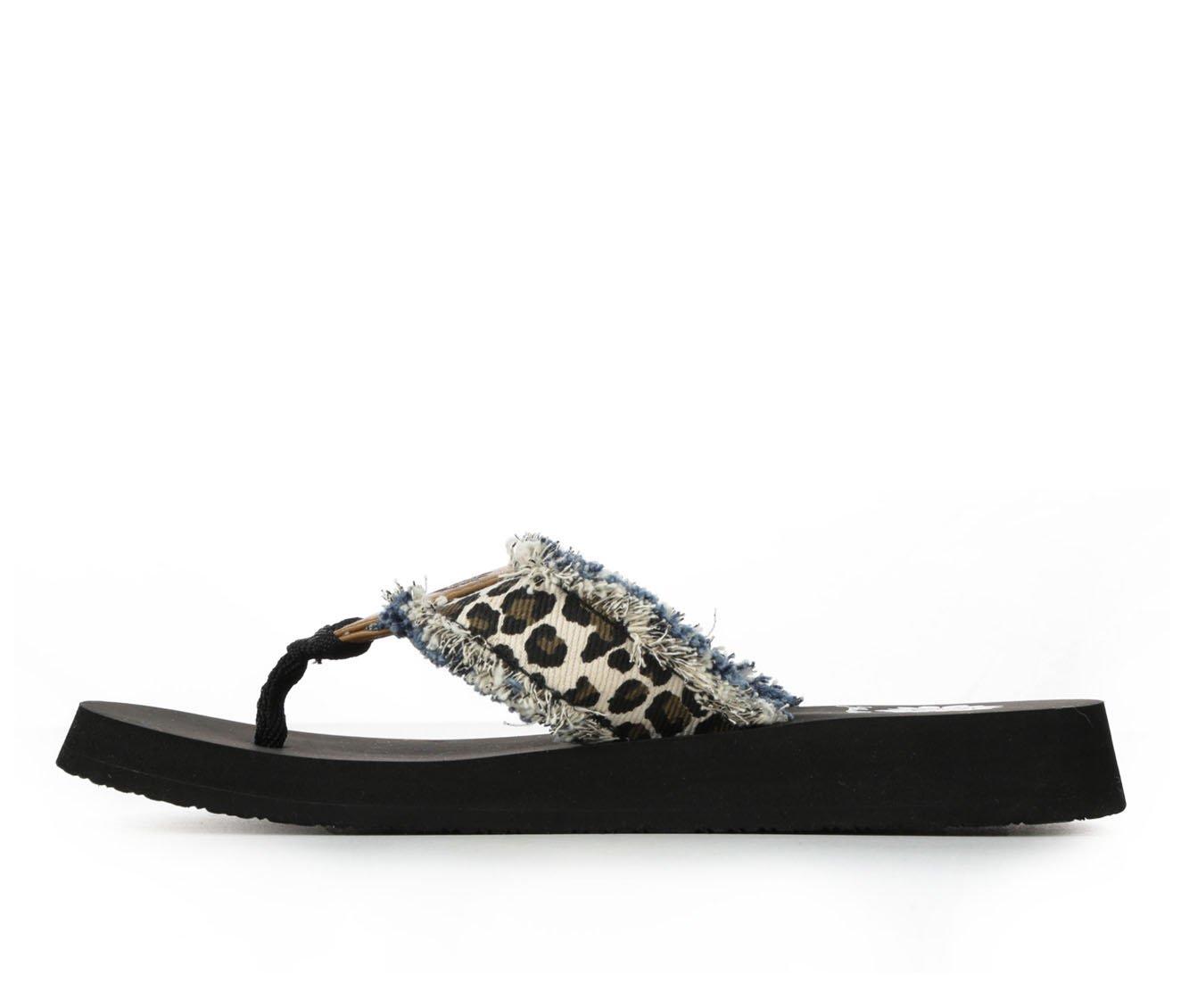 yellow box fayth leopard flip flops