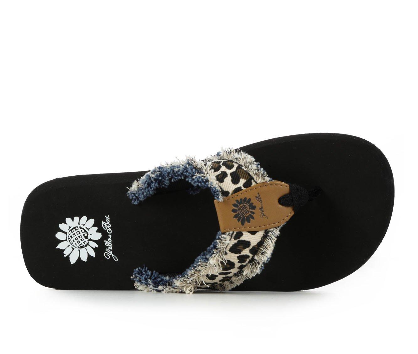 yellow box fayth leopard flip flops