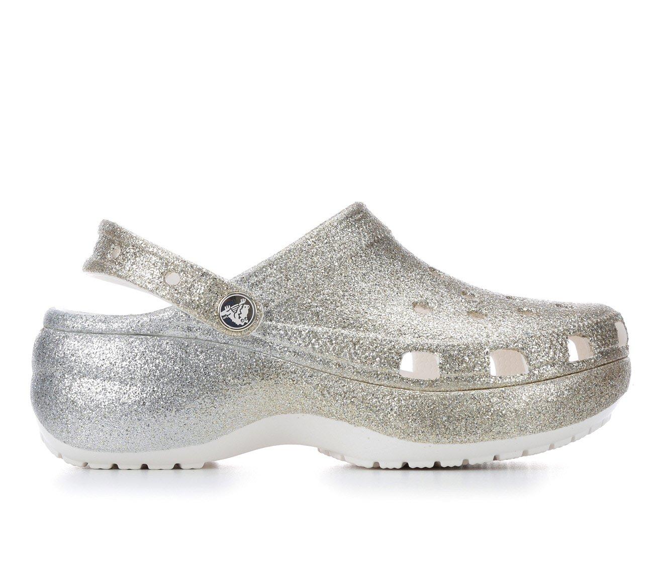 crocs platform glitter