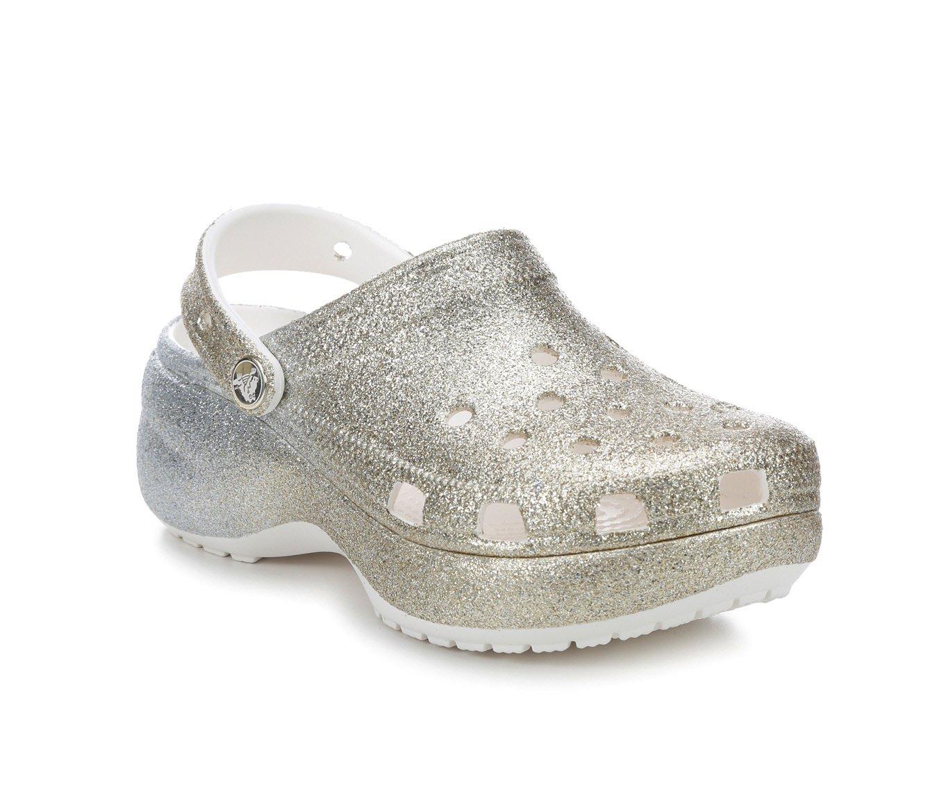 crocs platform glitter