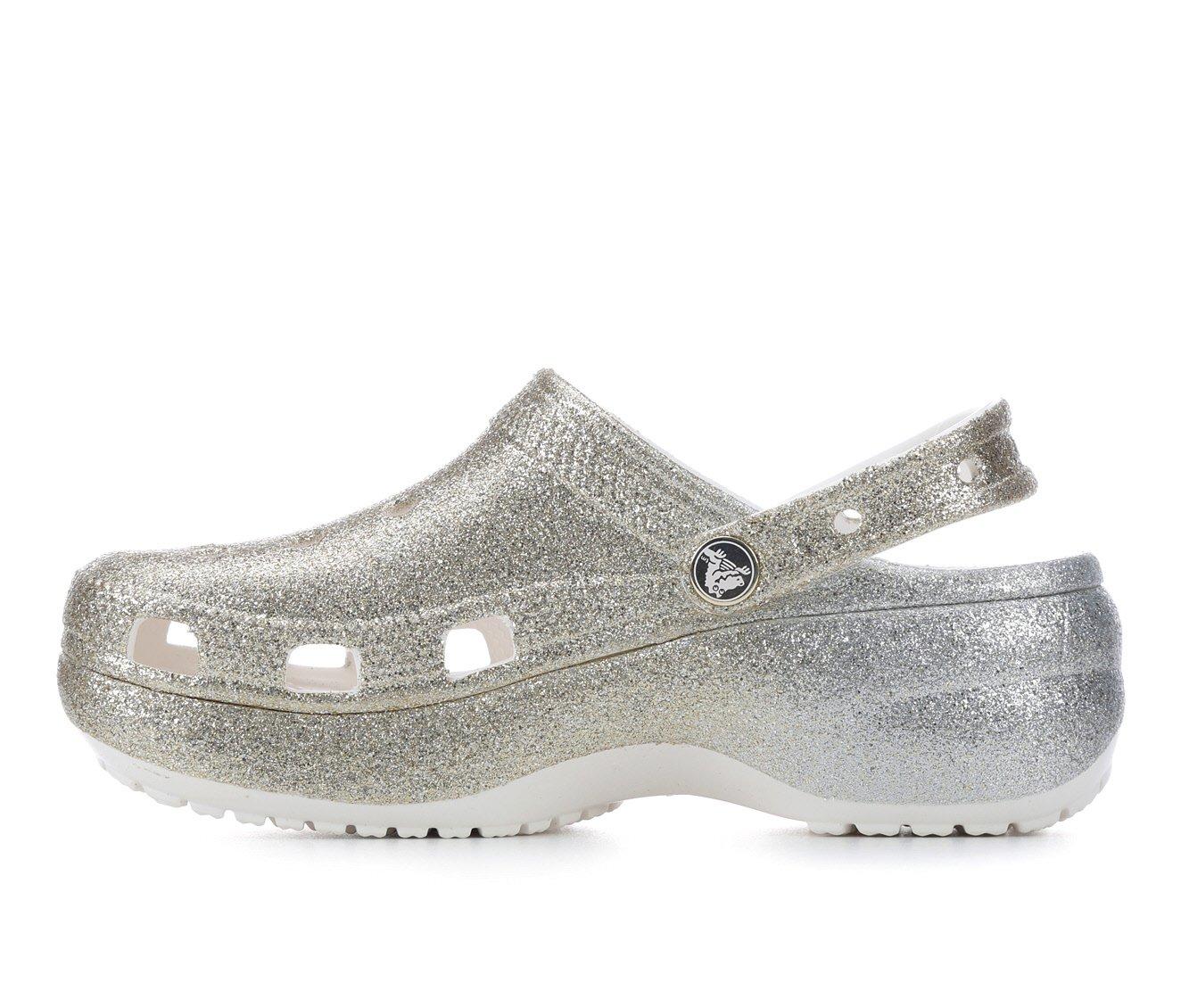 crocs platform glitter