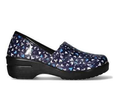 Women's Easy Works by Easy Street Laurie Navy Hearts Slip-Resistant Clogs