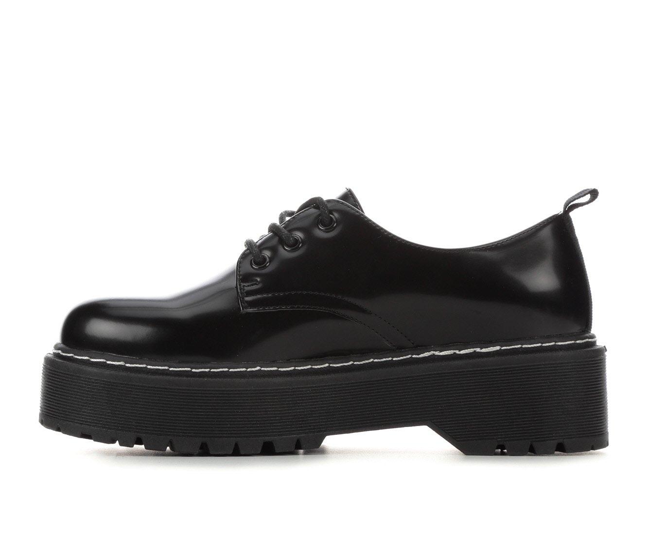 black platform oxfords
