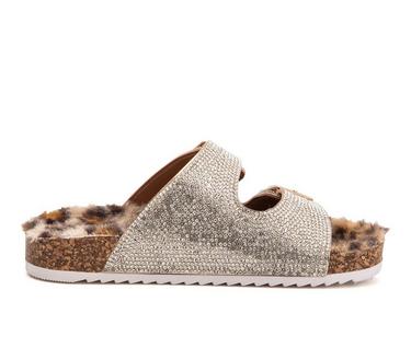 Girls' Olivia Miller Little Kid & Big Kid Leopard Lounge Fuzzy Footbed Sandals