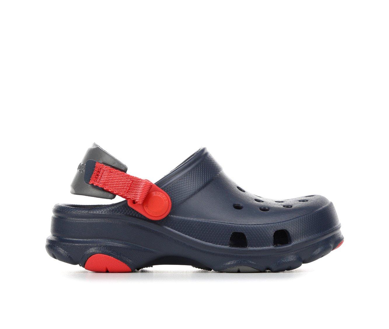 blue grey orange crocs