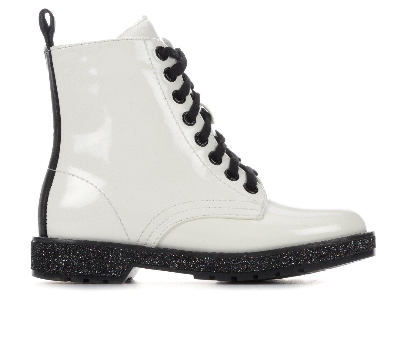 white slip on combat boots