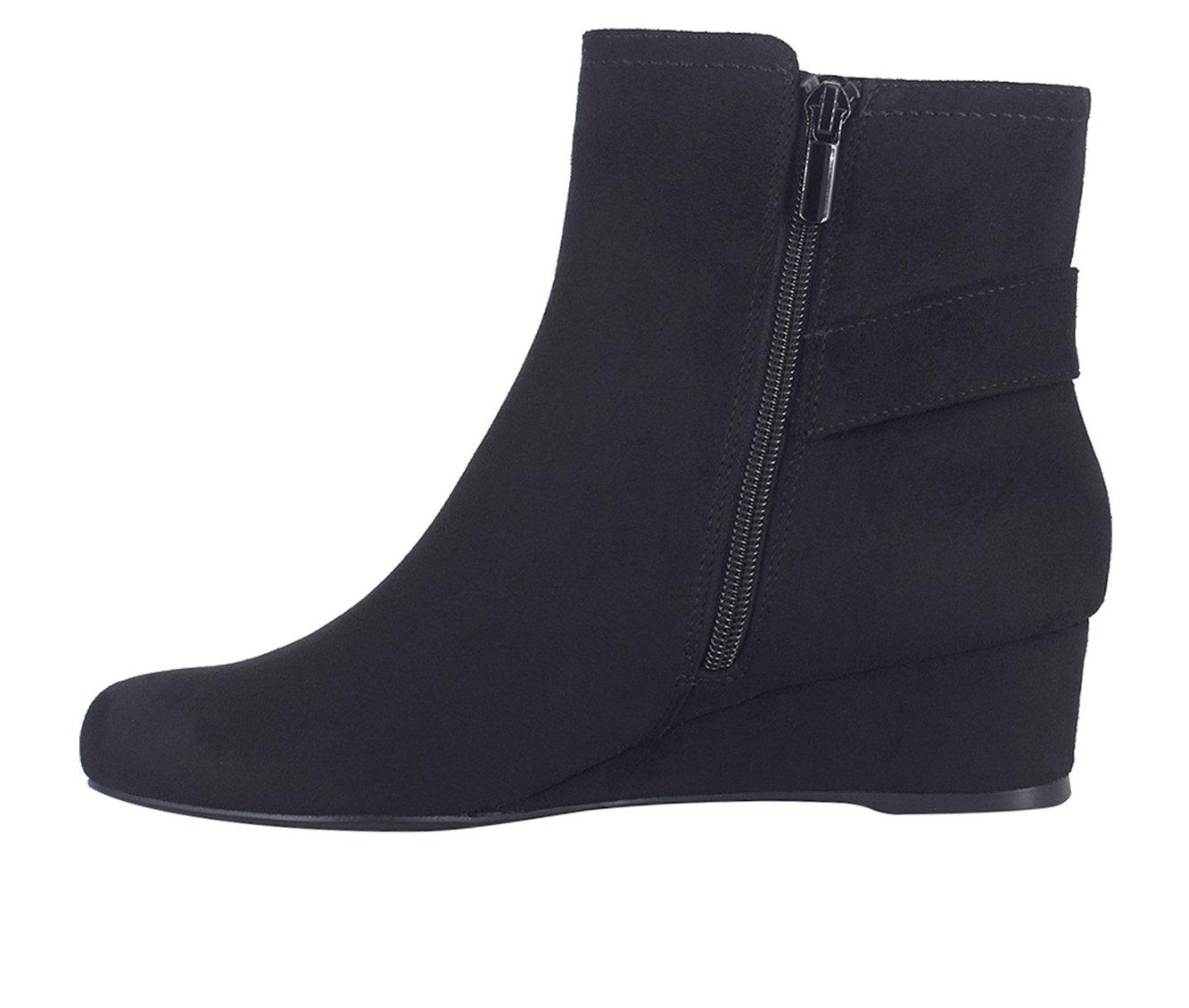 black wedge booties