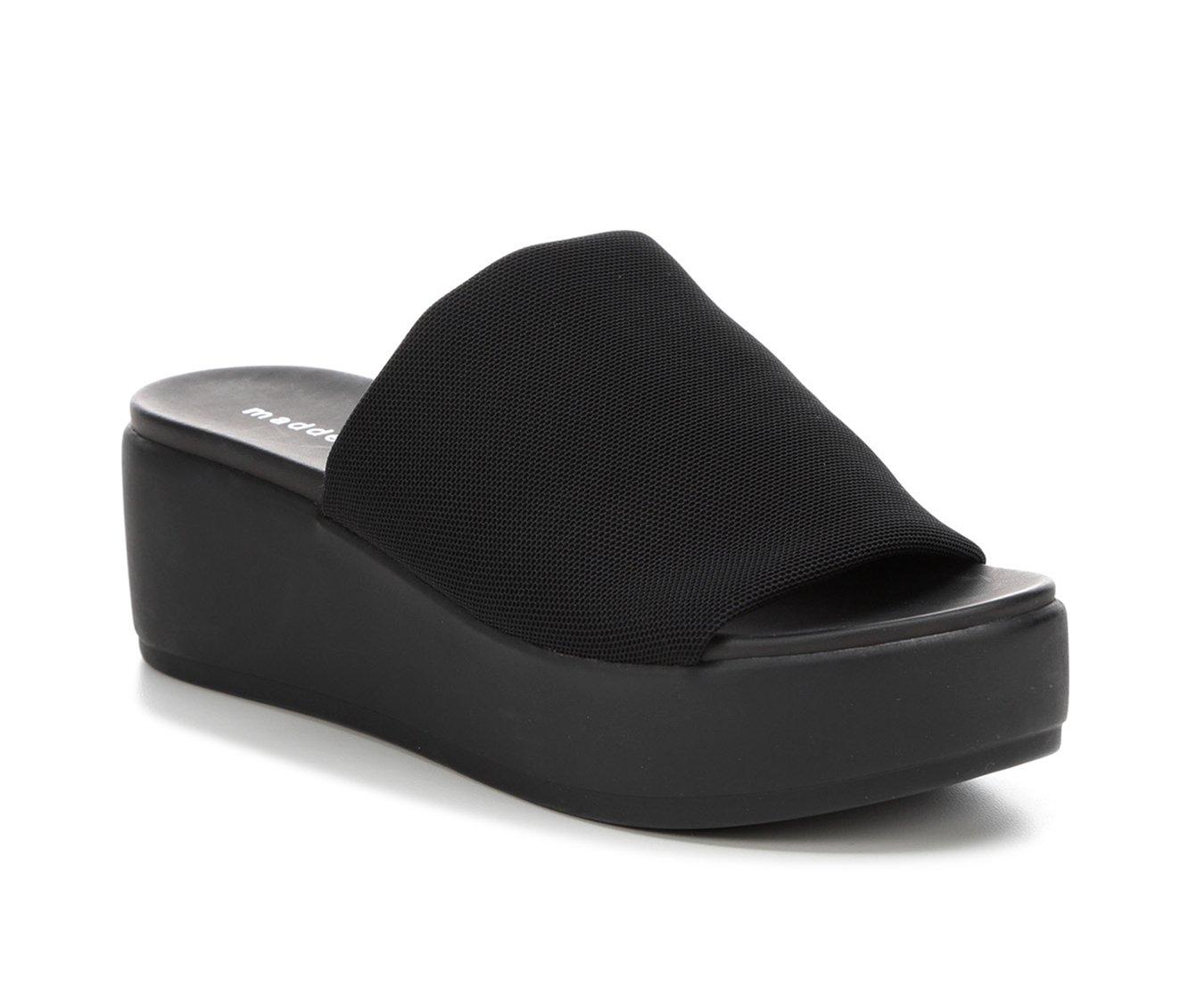 black slide on platform sandals