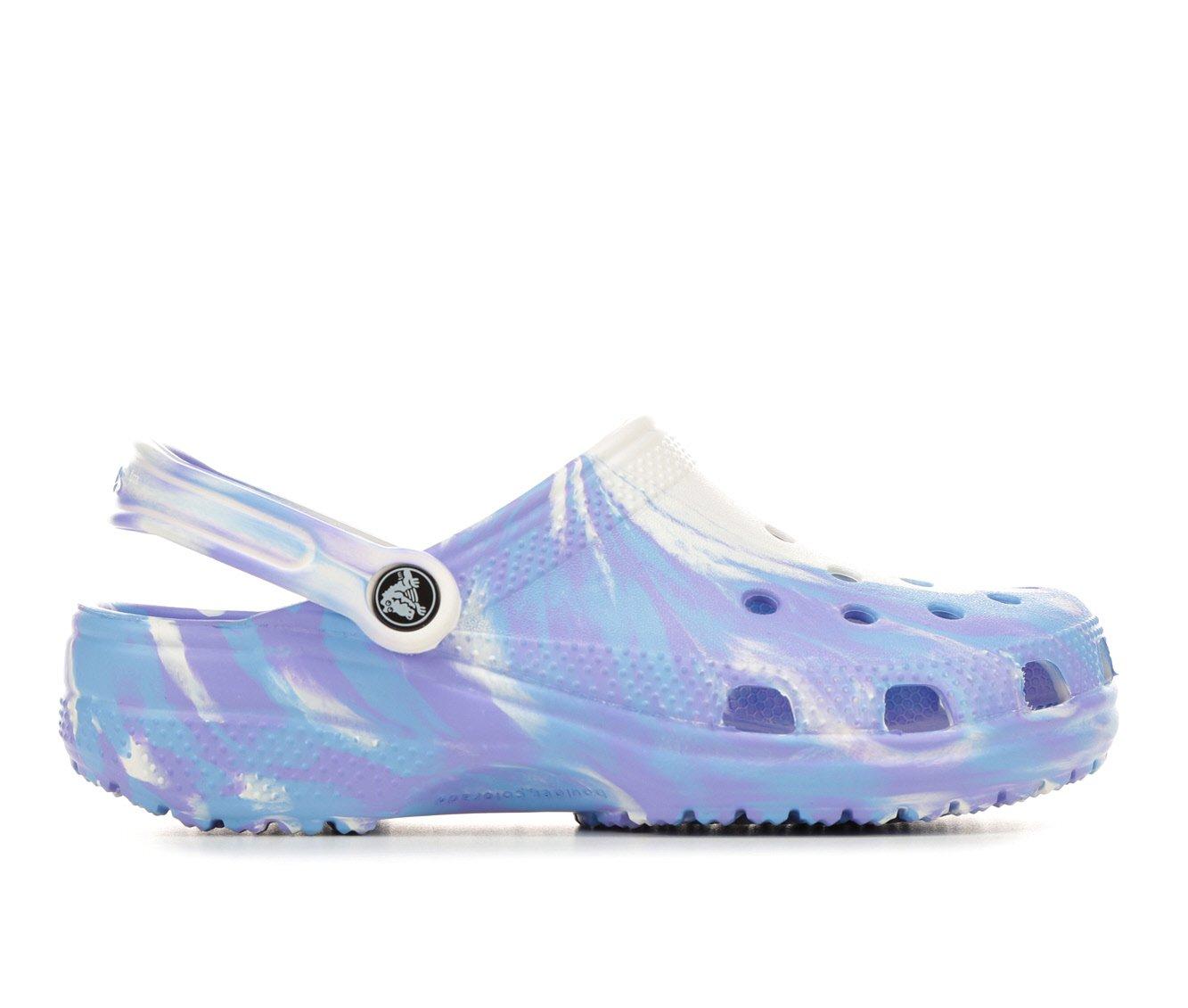fur crocs light blue