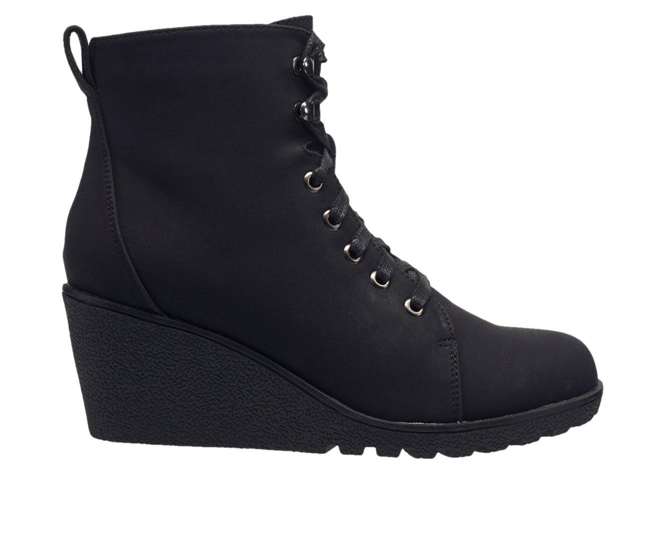 black bootie wedges