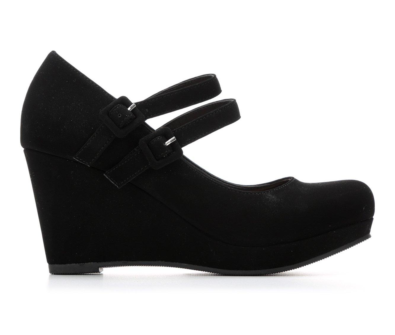 Womens wedge black on sale shoes