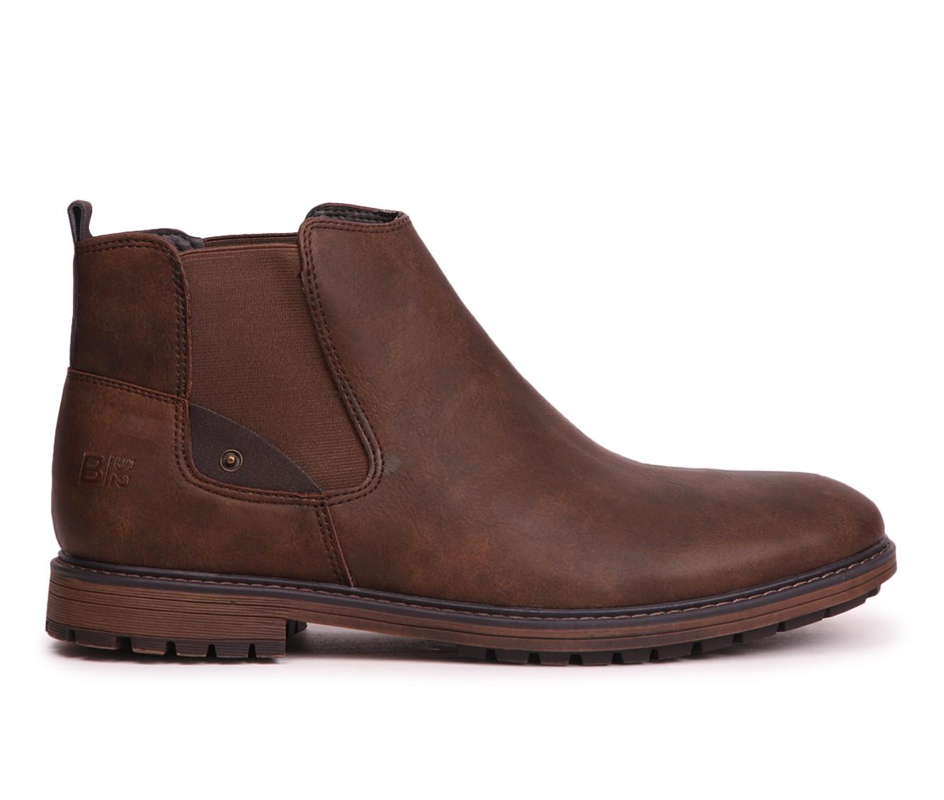 DADAWEN Men's Chelsea Boots – Leather-Look Ankle Dress Boots With Elastic Sides & Memory Foam