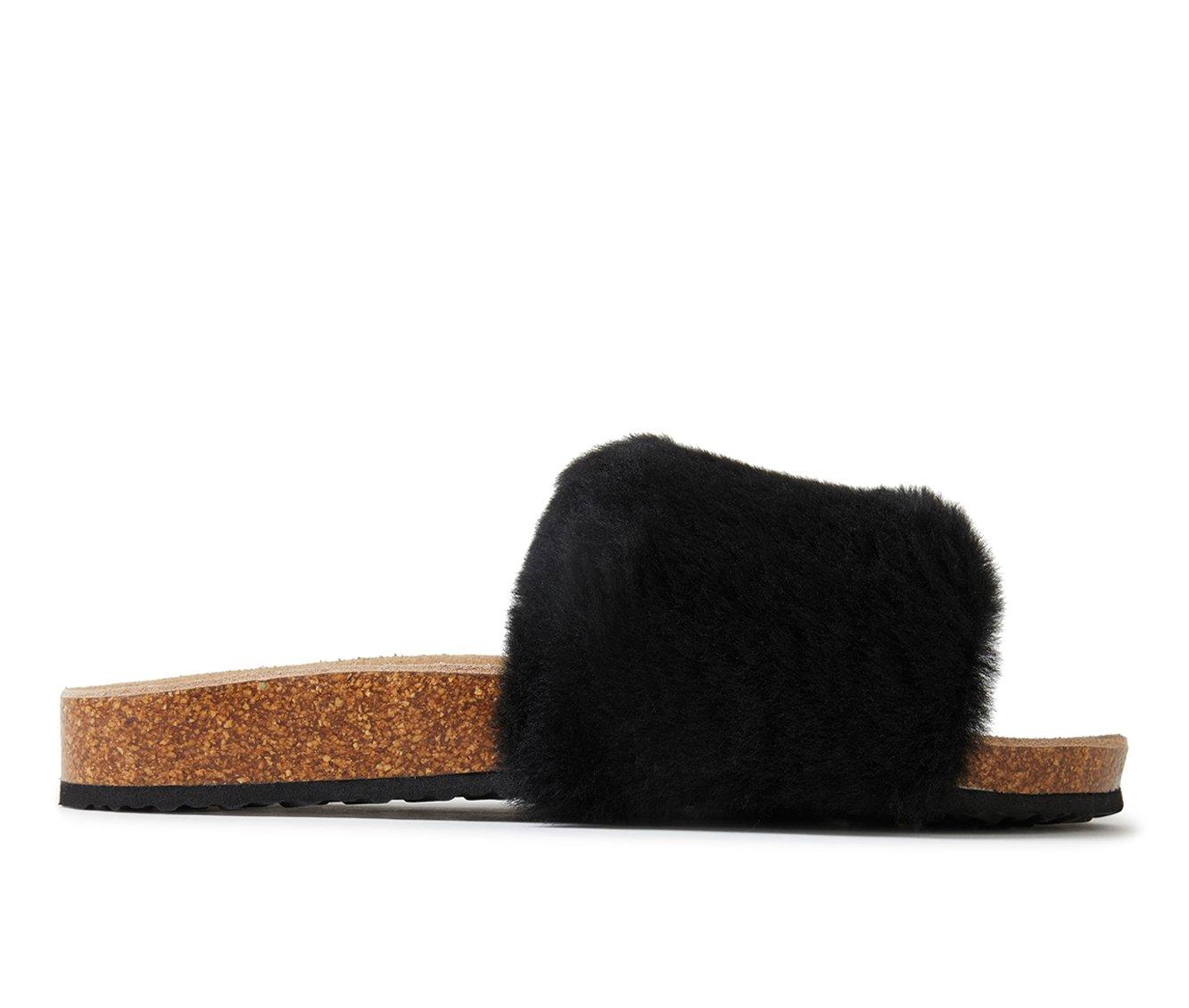 Fireside by Dearfoams Women's Canberra Genuine Shearling Slide Footbed Sandals