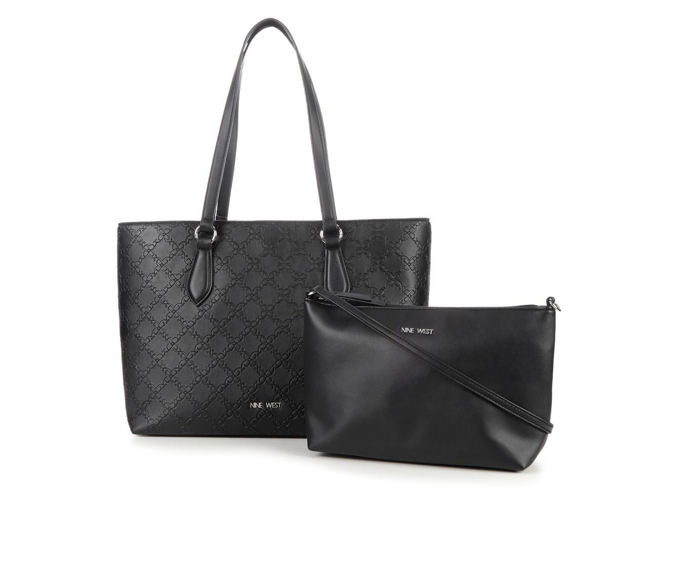 Black Leather-Look Tassel Tote Bag