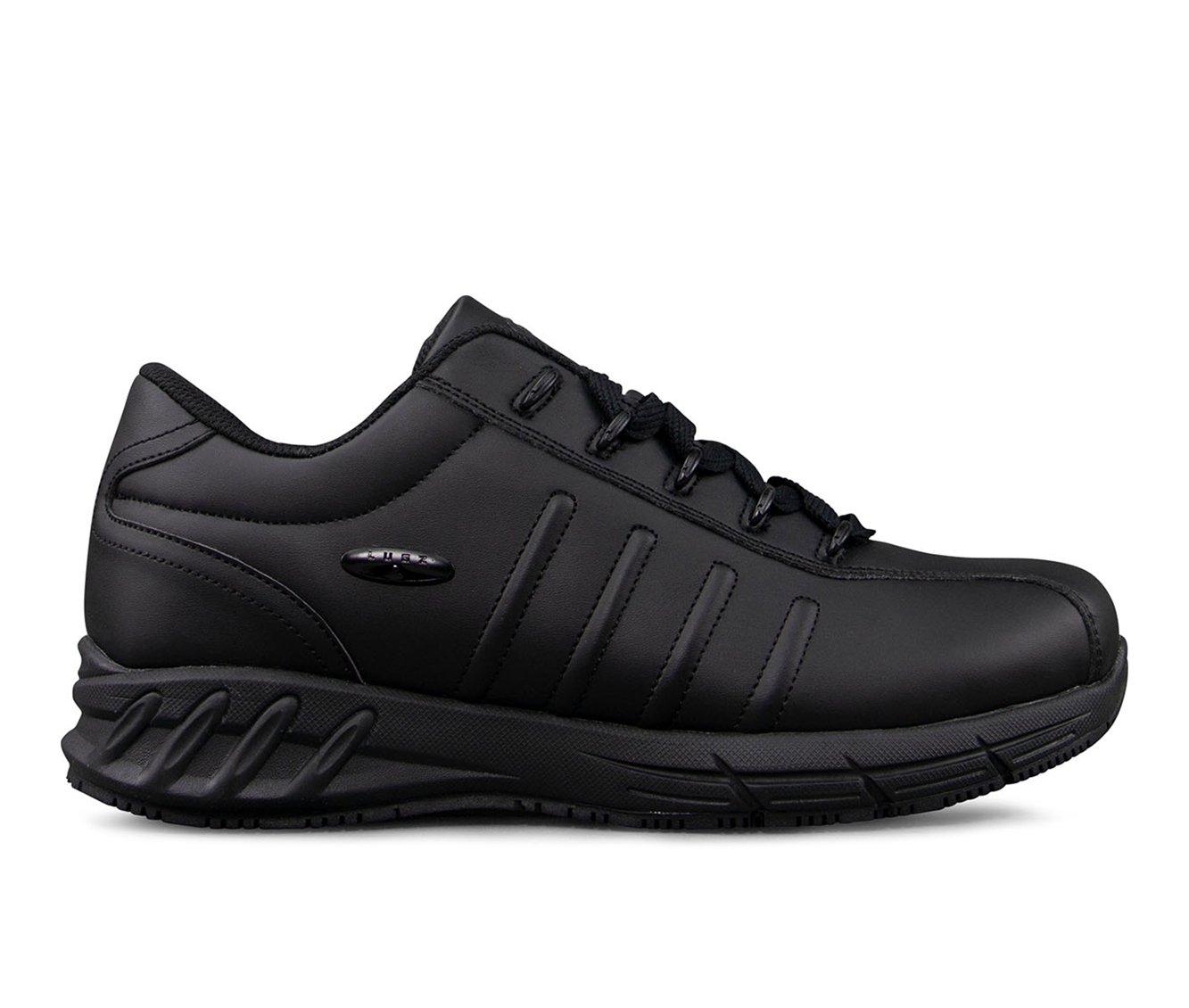 black leather slip resistant work shoes