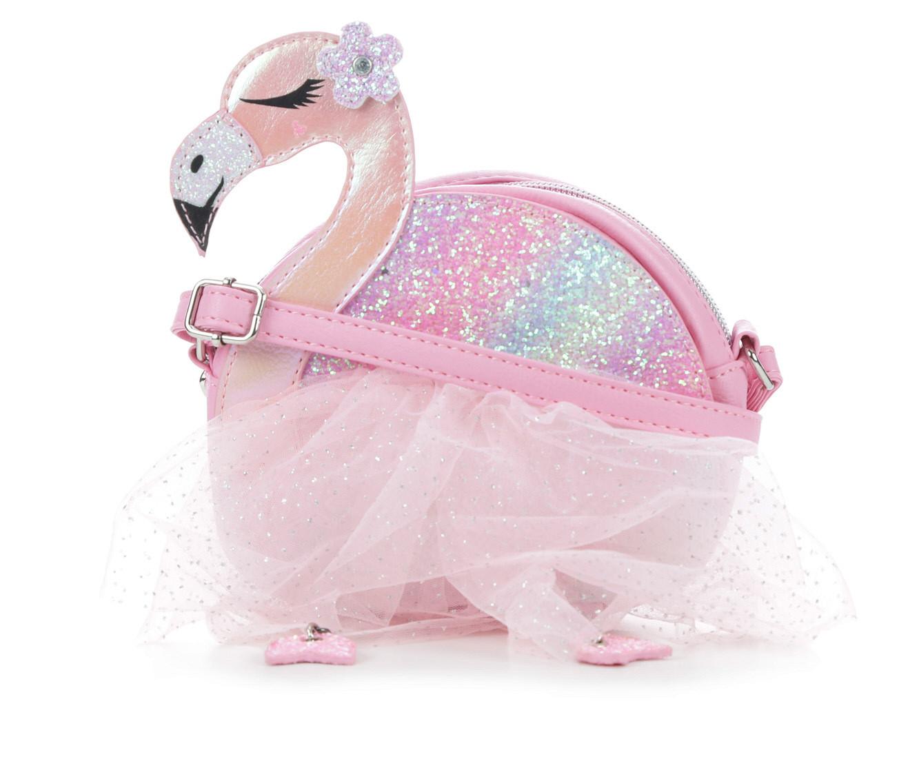 OMG Accessories Kids' Mini Checker Print Plush Faux Fur Dome Satchel in Flamingo
