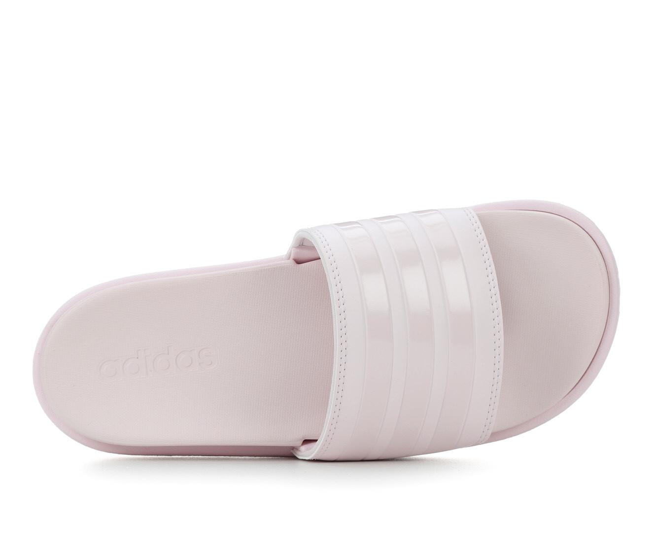 adidas Adilette Platform Slides - White, Women's Lifestyle
