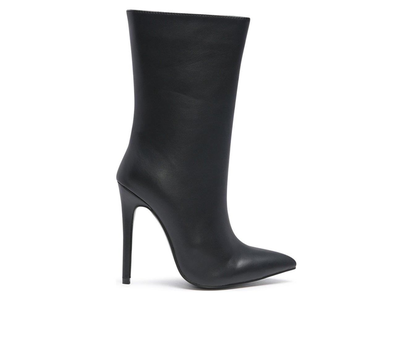 womens black calf boots flat