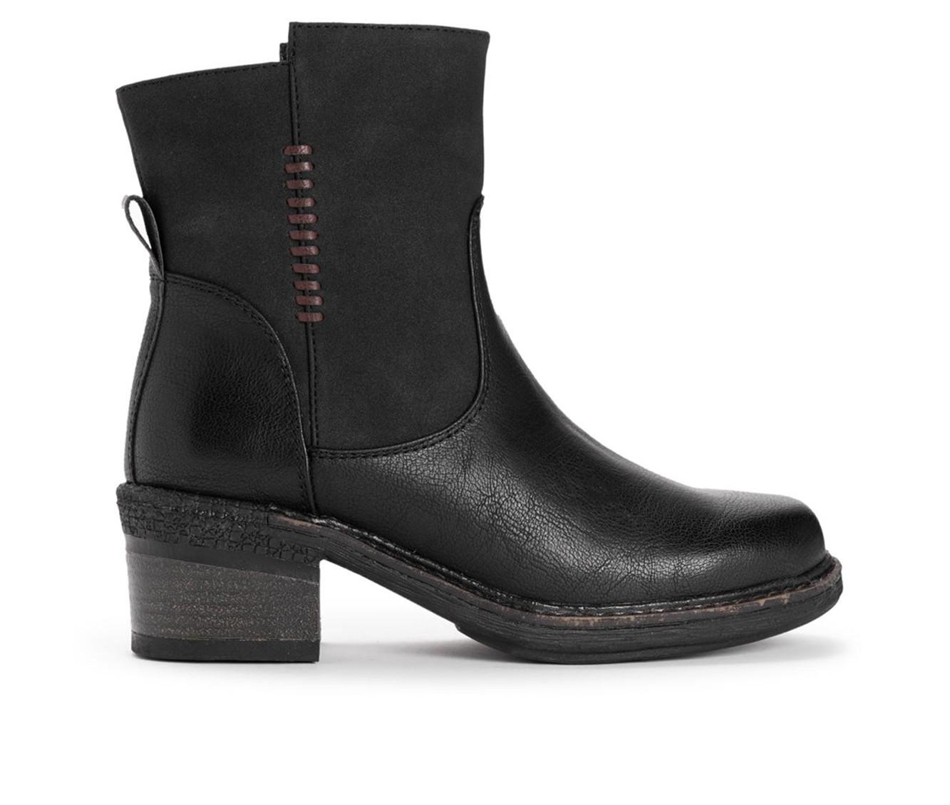 MUK LUKS Women's Street Queens Fashion Boot – Black Suede Slip-On With Shearling Lining