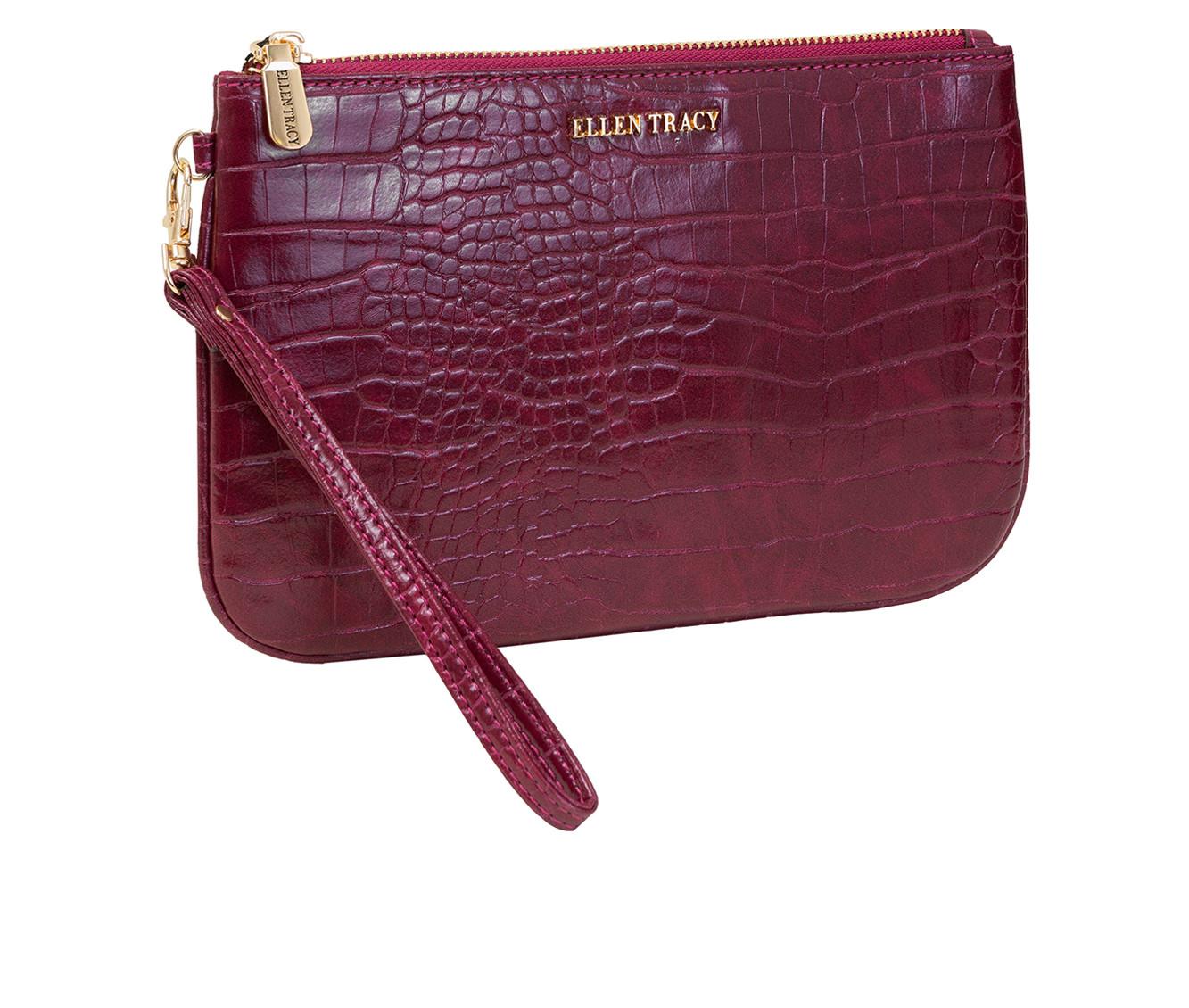 Ellen Tracy Croco Wristlet With Slots