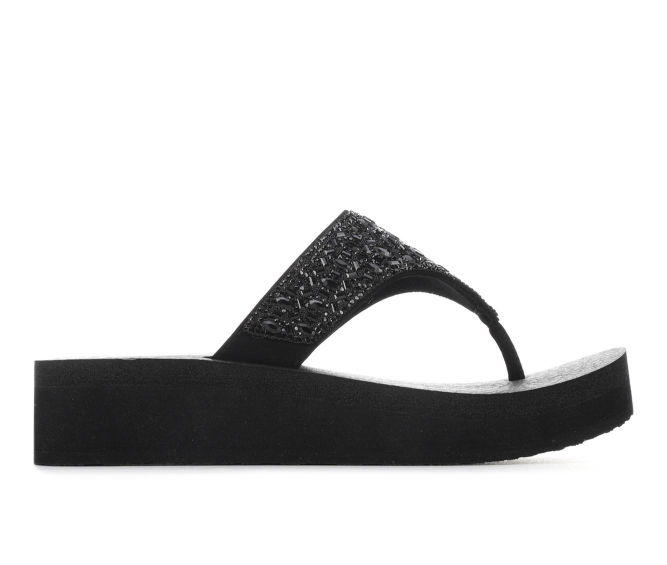 NEW Skechers Women's Yoga Foam CALI Vinyasa Flip Flop Sandals Black Size 6  #F4