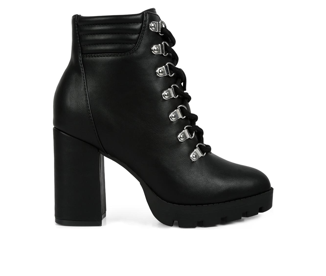 Black combat hotsell boots with heels