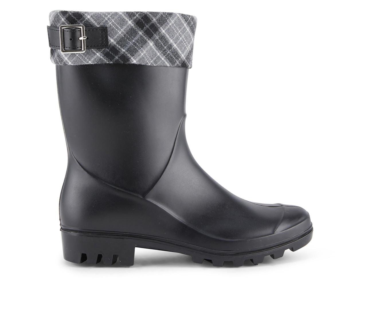 Black and white checkered rain boots clearance