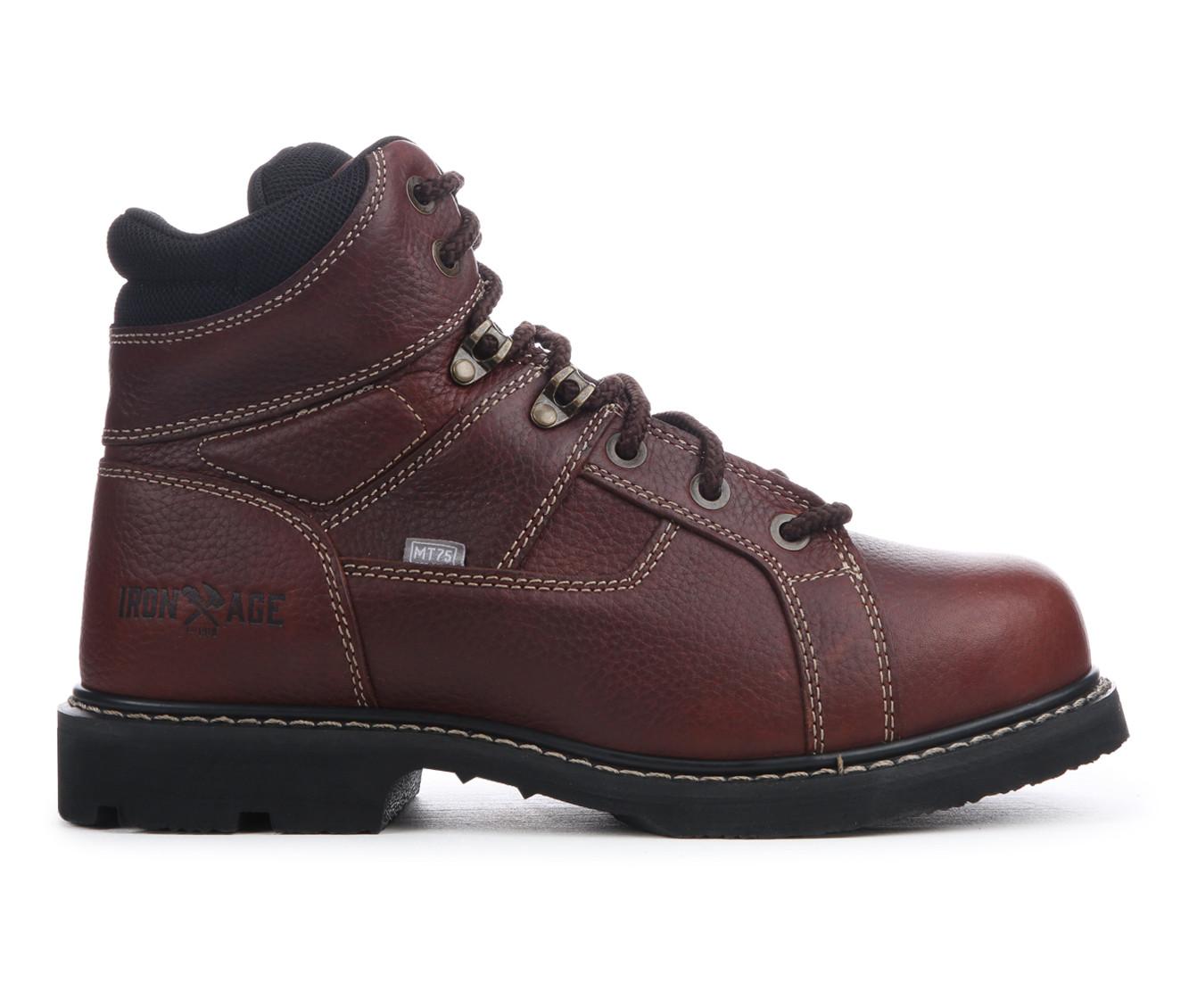 Oxblood VIP leather Iron Age safety steel toe Shoe Oxblood Hi-Shine 10 Eye Steel Toe Derby Boot | Gripfast  main image 2