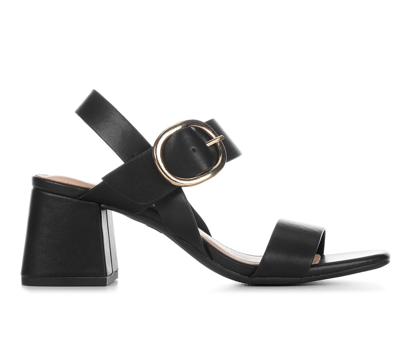 Abbleet Women's Chunky Block Heels Square Open Toe Ankle Strap Heeled...